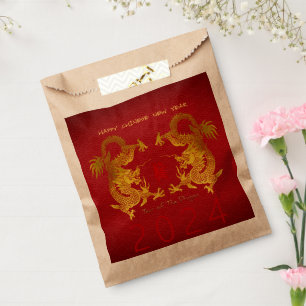 Chinese New Year Dragon 2024 Double Dragon FBg Favor Bag