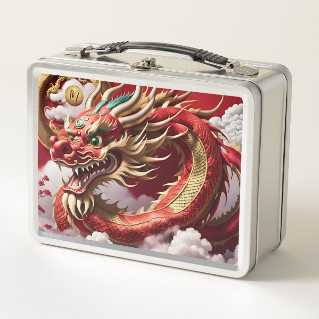Chinese New Year Dragon 2024 Monogram LBox05 Metal Metal Lunch Box (Front)