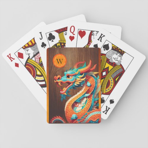 Chinese New Year Dragon 2024 Monogram PCs Playing Cards