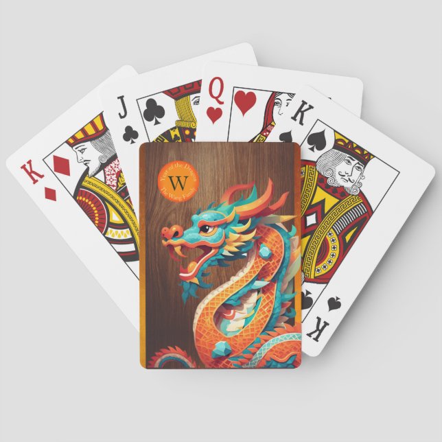 Chinese New Year Dragon 2024 Monogram PCs Poker Cards (Back)