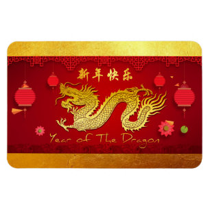 Chinese New Year Dragon 2024 Stylized Lanterns RcM Magnet