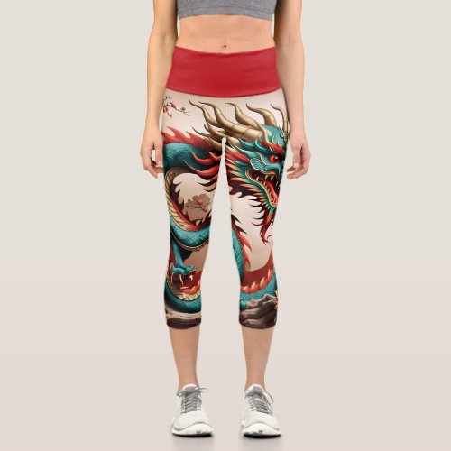 Chinese New Year Dragon 2024 Zodiac Birthday LegC1 Capri Leggings