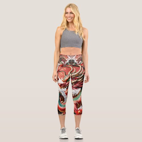 Chinese New Year Dragon 2024 Zodiac Birthday LegC2 Capri Leggings