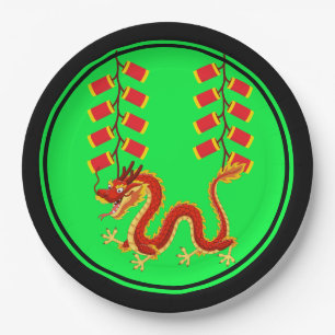 Chinese New Year Dragon & Chinese Firecrackers Paper Plates