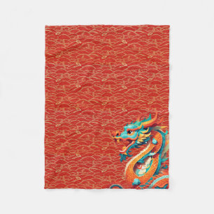 Chinese New Year Dragon decorated pattern FB Fleece Blanket