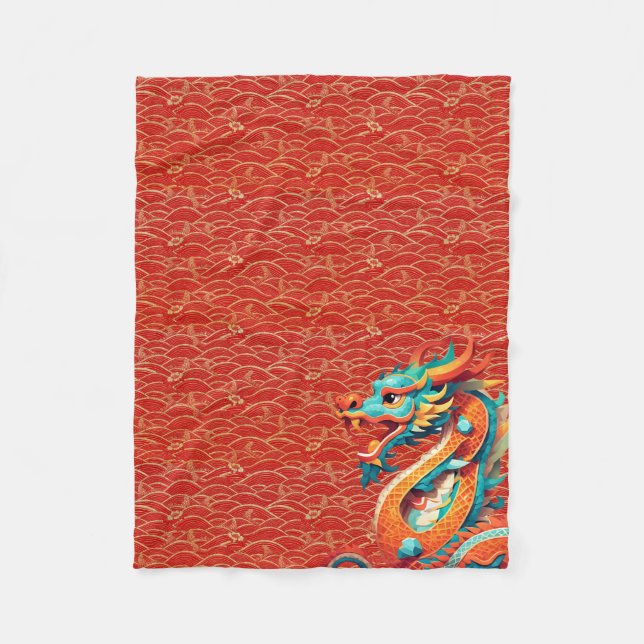 Chinese New Year Dragon decorated pattern FB Fleece Blanket (Front)