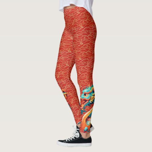 Chinese New Year Dragon decorated pattern L Leggings