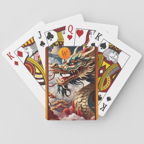 Chinese New Year Dragon Fantasy Monogram PCs Playing Cards