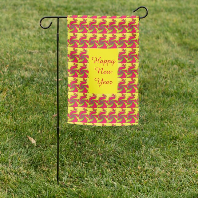 Chinese New Year Dragon Fractal Custom Garden Flag (In SItu)