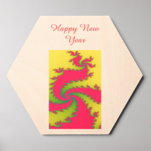 Chinese New Year Dragon Fractal Custom Wood Photo Tile