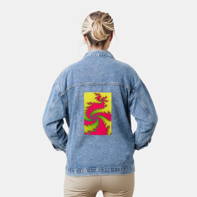 Chinese New Year Dragon Fractal Denim Jacket (Model)