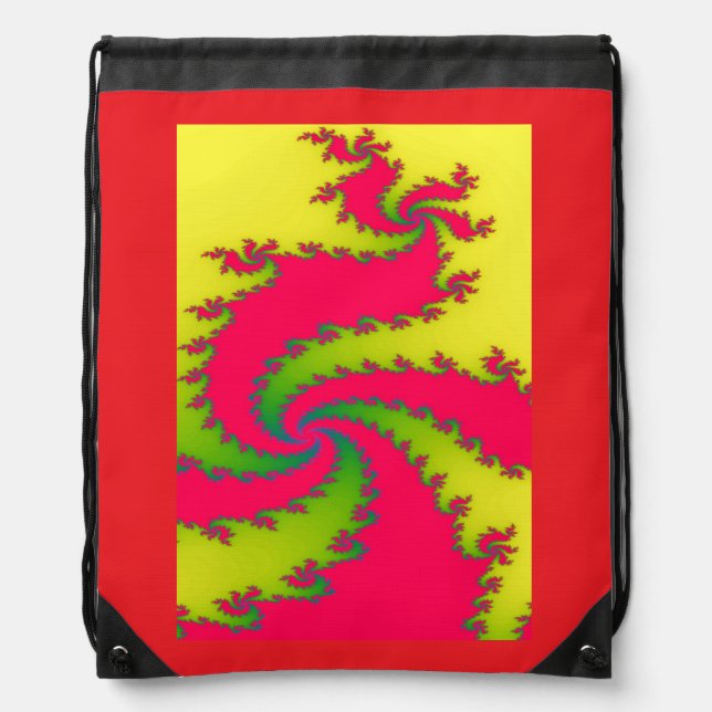 Chinese New Year Dragon Fractal Drawstring Bag (Front)