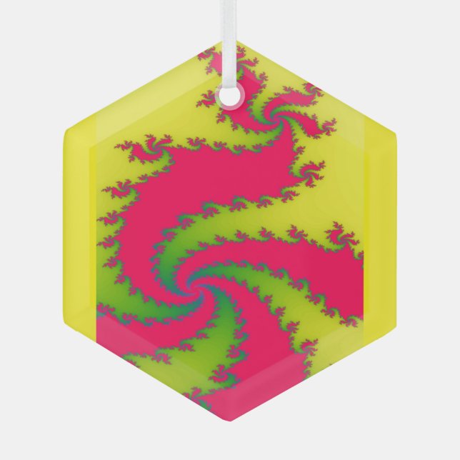 Chinese New Year Dragon Fractal Glass Ornament (Front)