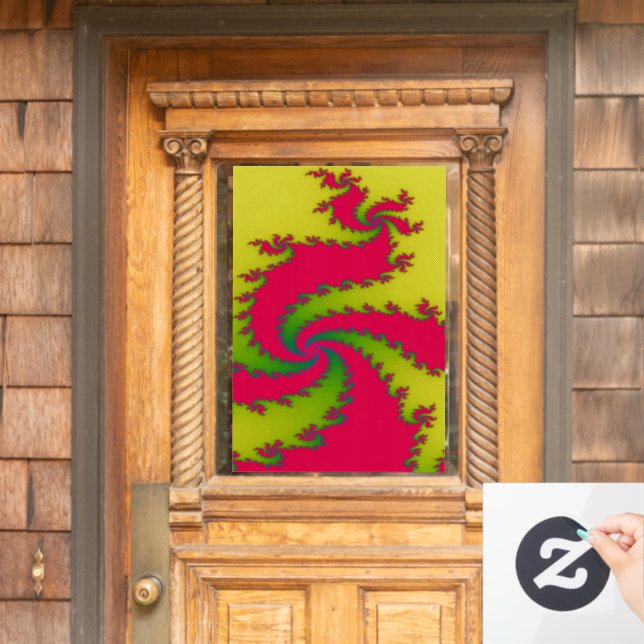 Chinese New Year Dragon Fractal Window Cling (Home Door)