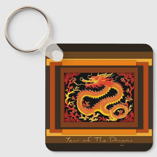 Chinese New Year Dragon Monogram SqK03 Keychain (Front)