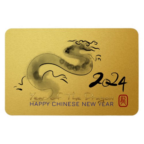 Chinese New Year Dragon Original Painting Gold VFM Magnet
