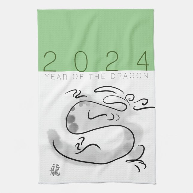 Chinese New Year Dragon Original Painting KT2 Kitchen Towel (Vertical)
