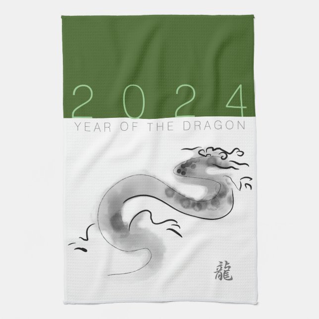 Chinese New Year Dragon Original Painting KT Kitchen Towel (Vertical)