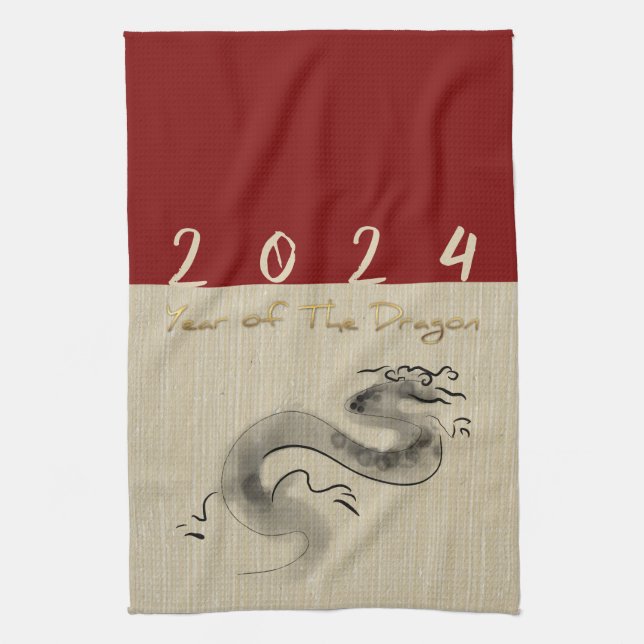 Chinese New Year Dragon Original Painting Zodiac K Kitchen Towel (Vertical)