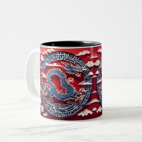 Chinese New Year Dragon Paper_cut 2024 2TMug Two_Tone Coffee Mug