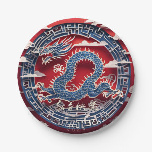 Chinese New Year Dragon Paper-cut 2024 PPRP Paper Plates