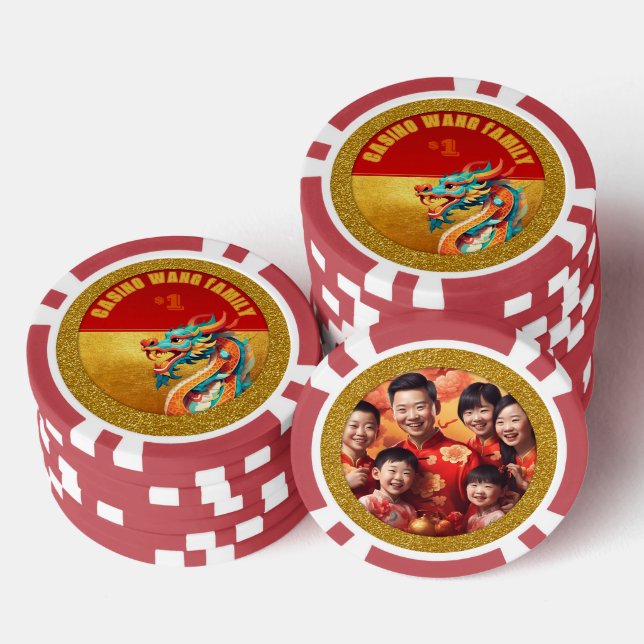 Chinese New Year Dragon personalized Photo poC Poker Chips (Stack)