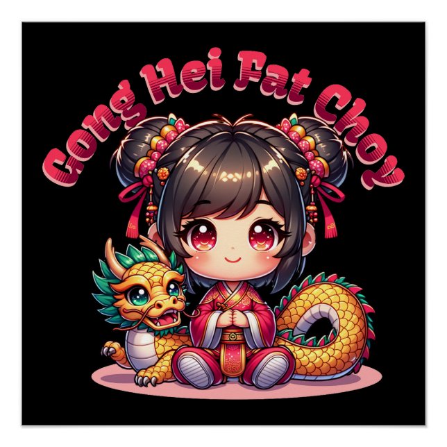 Chinese New Year Girl & Dragon Poster (Front)