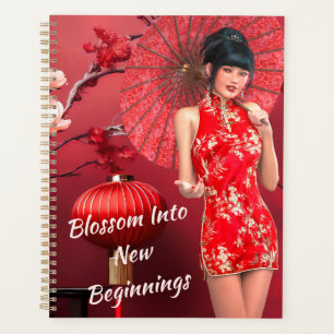 Chinese New Year Girl with a Red Umbrella Planner