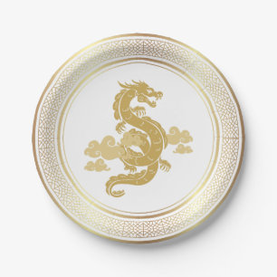 Chinese New Year Gold Dragon Paper Plates