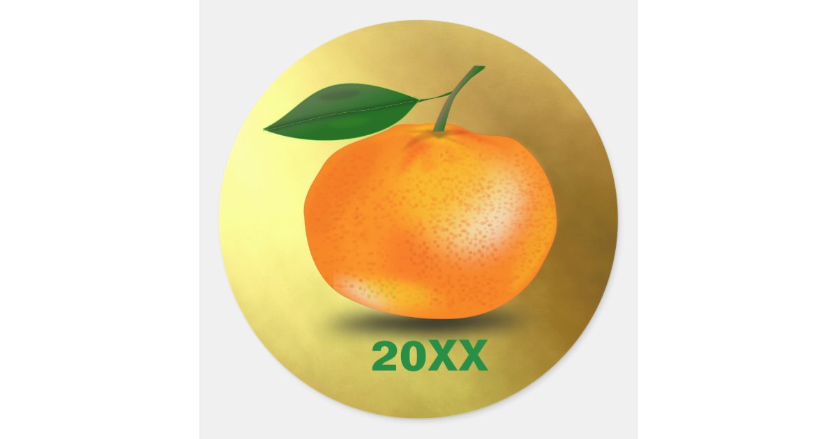 Chinese New Year Gold Oranges Classic Round Sticker Zazzle Com