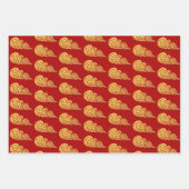 Chinese New Year Golden Auspicious Clouds Pattern  Wrapping Paper Sheets (Front)