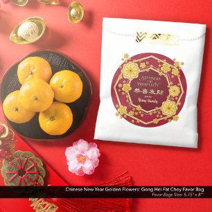 Chinese New Year Golden Flowers: Gong Hei Fat Choy Favor Bag
