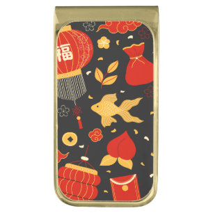 Chinese New Year Good Fortunes Gold Finish Money Clip