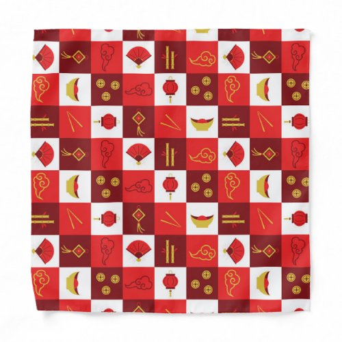 Chinese New Year Good Fortunes Mosaic Bandana