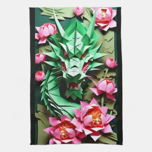 Chinese New Year Green Dragon 2024 Origami KT Kitchen Towel