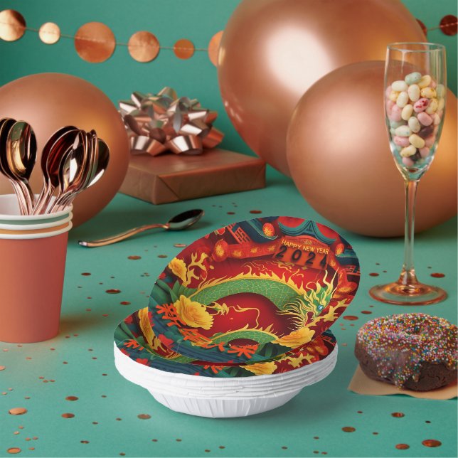Chinese New Year Green Dragon 2024 Origami PPB01 Paper Bowls (Multi)