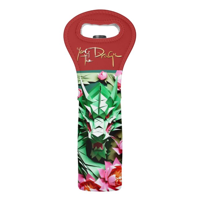 Chinese New Year Green Dragon 2024 Origami WTB Wine Bag (Front)