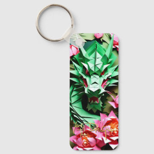 Chinese New Year Green Dragon Origami Monogram ReK Keychain