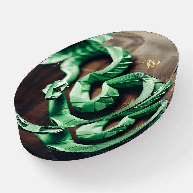 Chinese New Year green Snake 2025 Birthday PapW Paperweight (Angled)