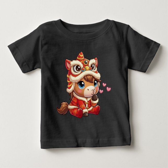 Chinese New Year Horse 2026 Zodiac Baby T-Shirt (Front)
