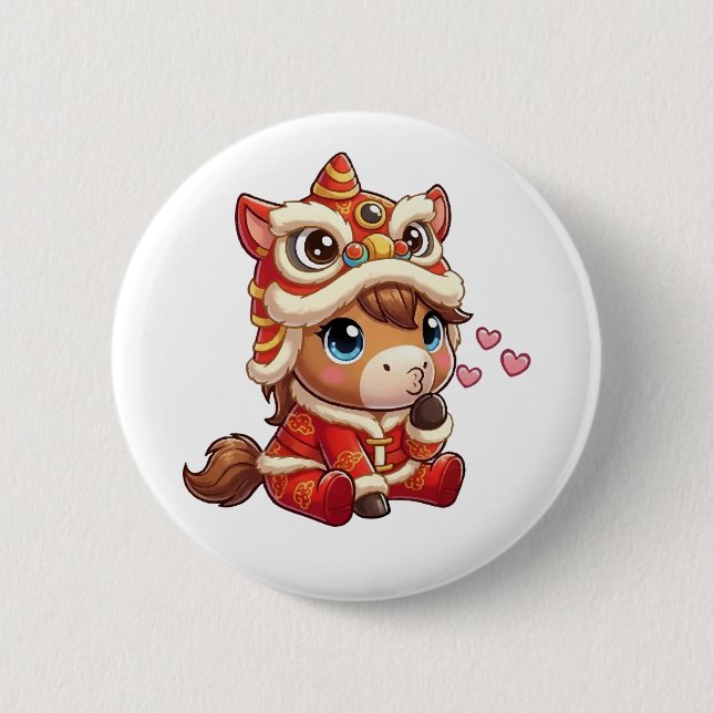 Chinese New Year Horse 2026 Zodiac Button (Front)