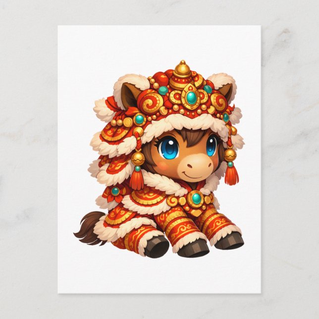 Chinese New Year Horse 2026 Zodiac Holiday Postcard (Front)