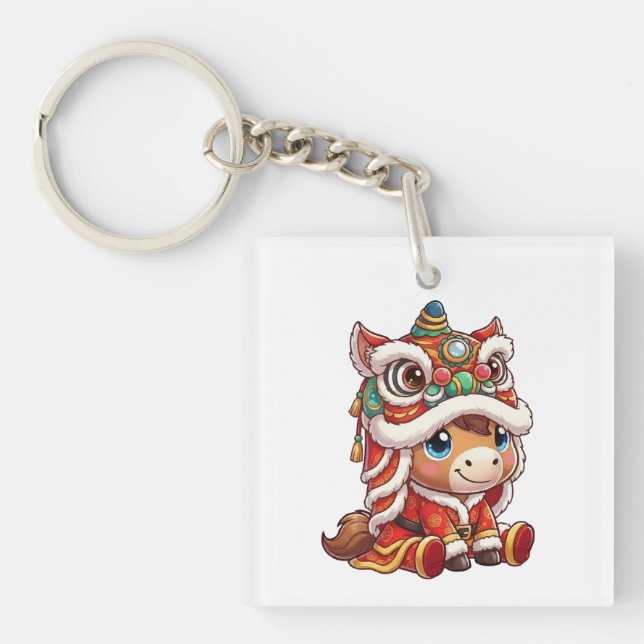 Chinese New Year Horse 2026 Zodiac Keychain (Front)