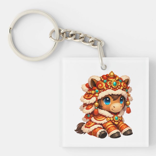 Chinese New Year Horse 2026 Zodiac Keychain (Front)