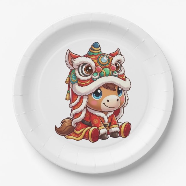 Chinese New Year Horse 2026 Zodiac Paper Plates (Front)