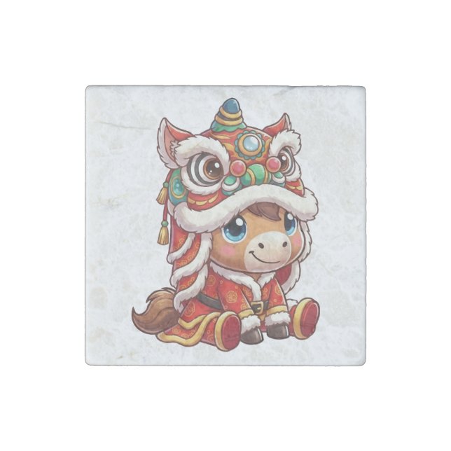 Chinese New Year Horse 2026 Zodiac Stone Magnet (Front)