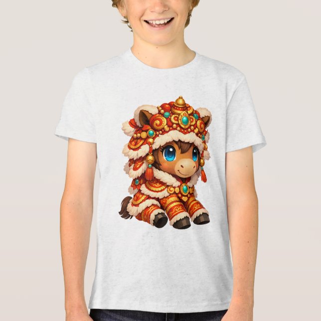 Chinese New Year Horse 2026 Zodiac Tri-Blend Shirt (Front)