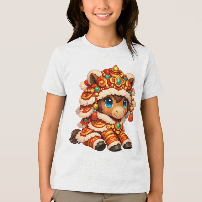 Chinese New Year Horse 2026 Zodiac Tri-Blend Shirt (Front)
