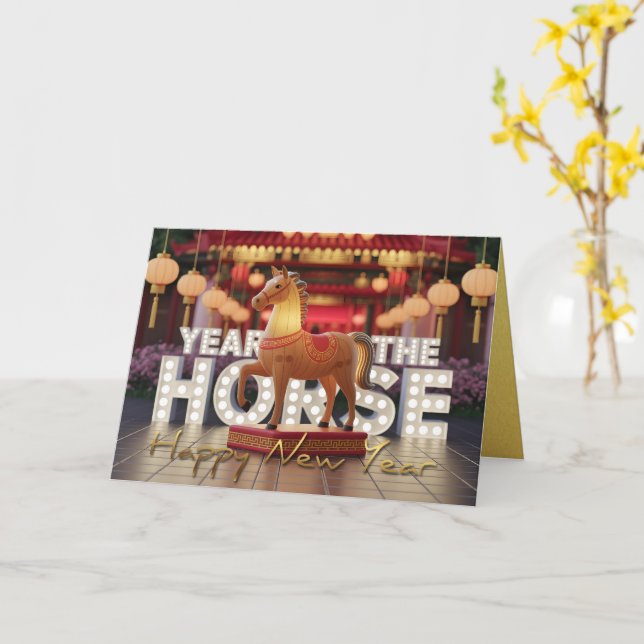 Chinese New Year Horse Disco style HGC Card (Yellow Flower)