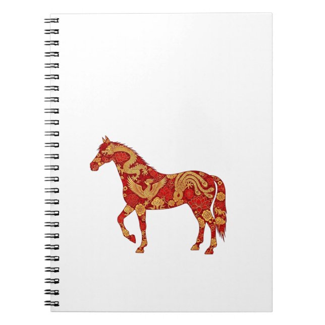 Chinese New Year Horse with Dragon Phoenix  Notebook (Front)